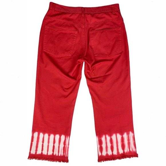 Vintage High-Rise Tie-Dye Raw-Hem Crop Flare Jeans - Picture 6 of 8